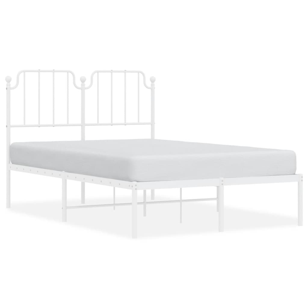 Bedframe met hoofdbord metaal wit 120x200 cm is nu te koop bij PeponiXL, paradijselijk wonen!