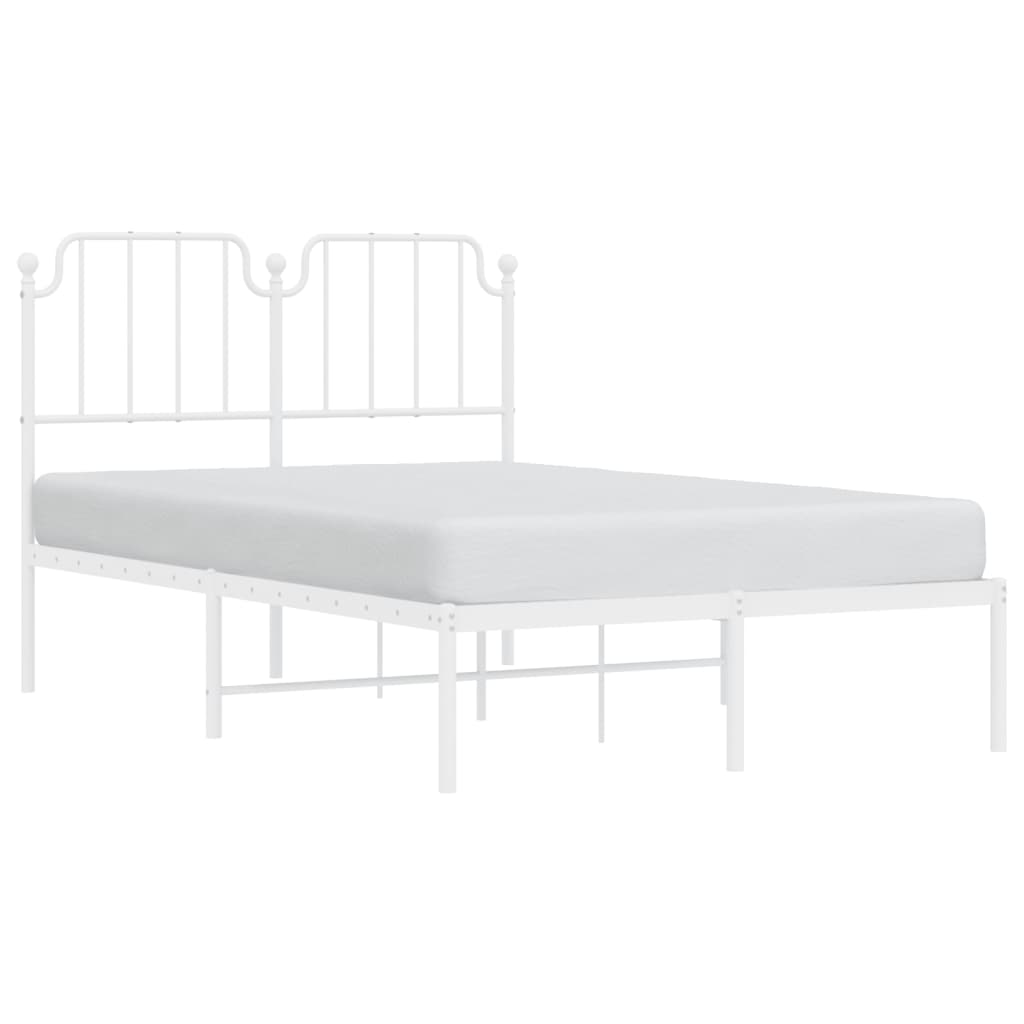 Bedframe met hoofdbord metaal wit 120x200 cm is nu te koop bij PeponiXL, paradijselijk wonen!