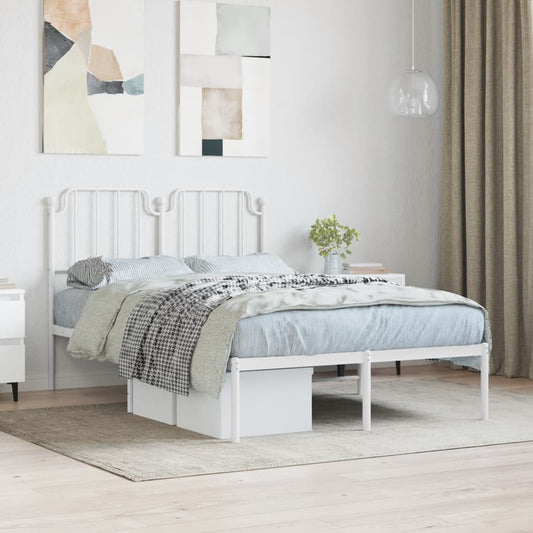 Bedframe met hoofdbord metaal wit 120x200 cm is nu te koop bij PeponiXL, paradijselijk wonen!