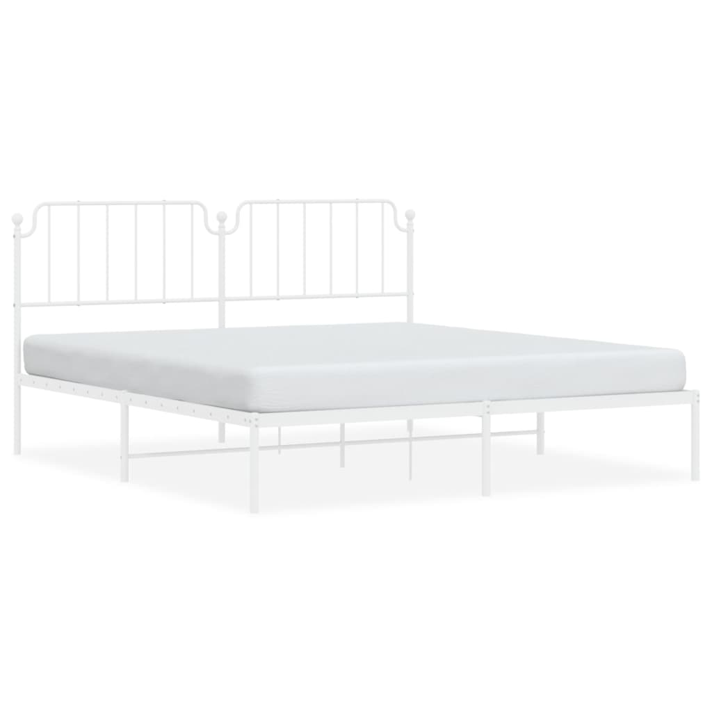 Bedframe met hoofdbord metaal wit 160x200 cm is nu te koop bij PeponiXL, paradijselijk wonen!
