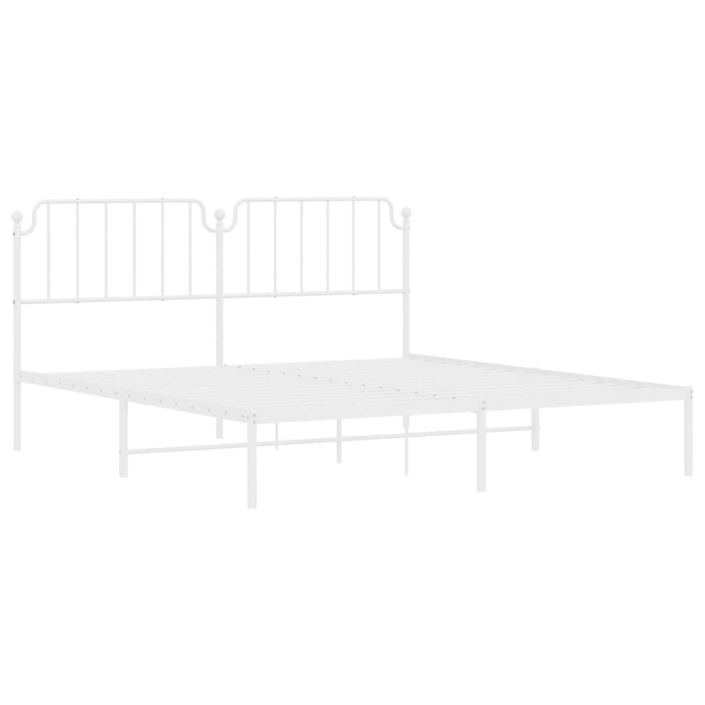 Bedframe met hoofdbord metaal wit 160x200 cm is nu te koop bij PeponiXL, paradijselijk wonen!