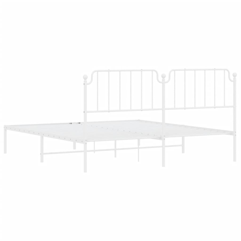 Bedframe met hoofdbord metaal wit 160x200 cm is nu te koop bij PeponiXL, paradijselijk wonen!