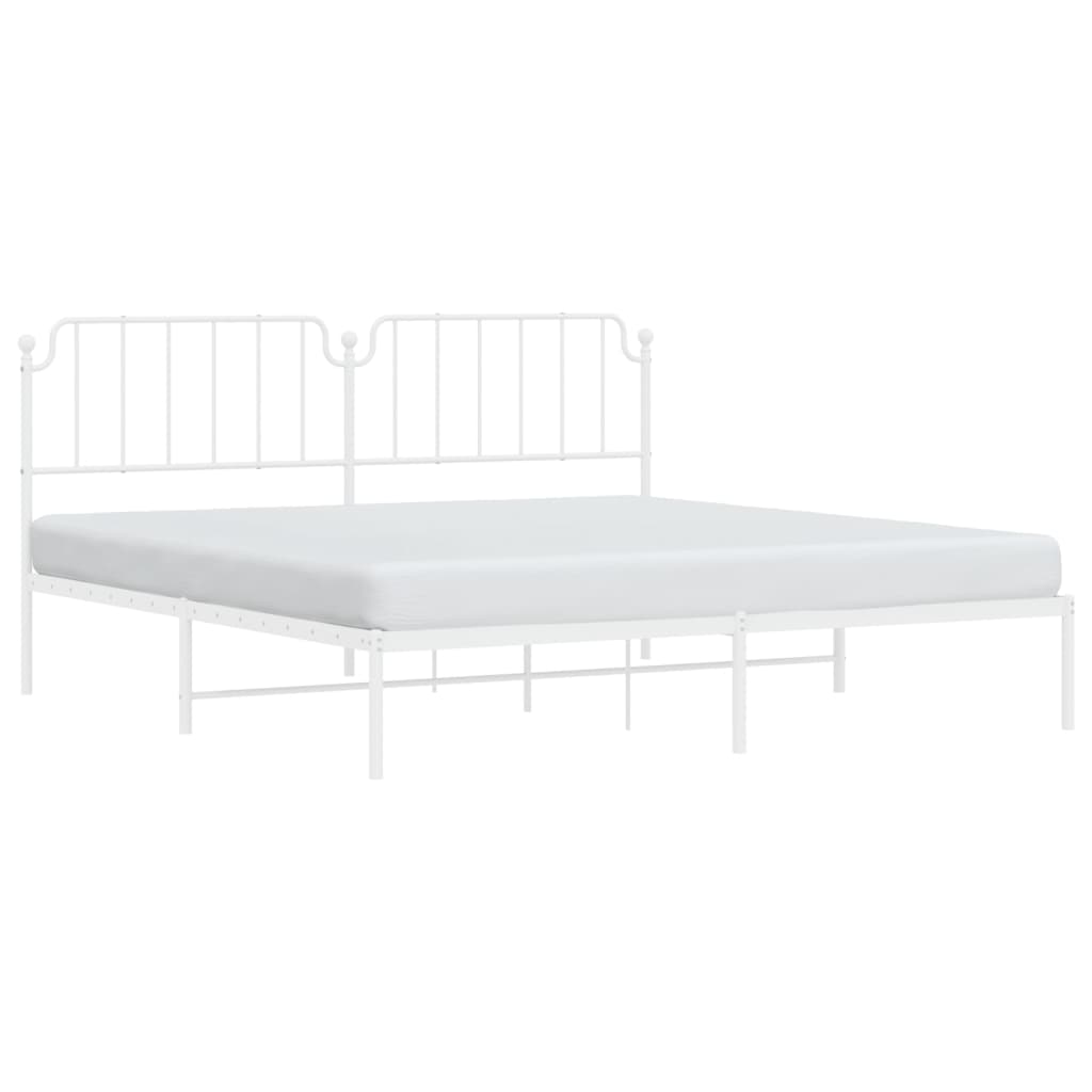 Bedframe met hoofdbord metaal wit 200x200 cm is nu te koop bij PeponiXL, paradijselijk wonen!