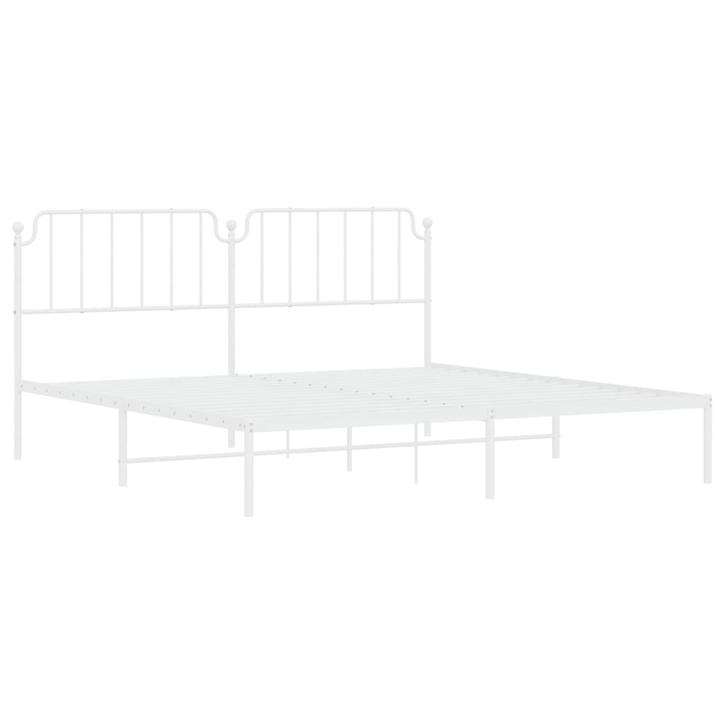 Bedframe met hoofdbord metaal wit 200x200 cm is nu te koop bij PeponiXL, paradijselijk wonen!