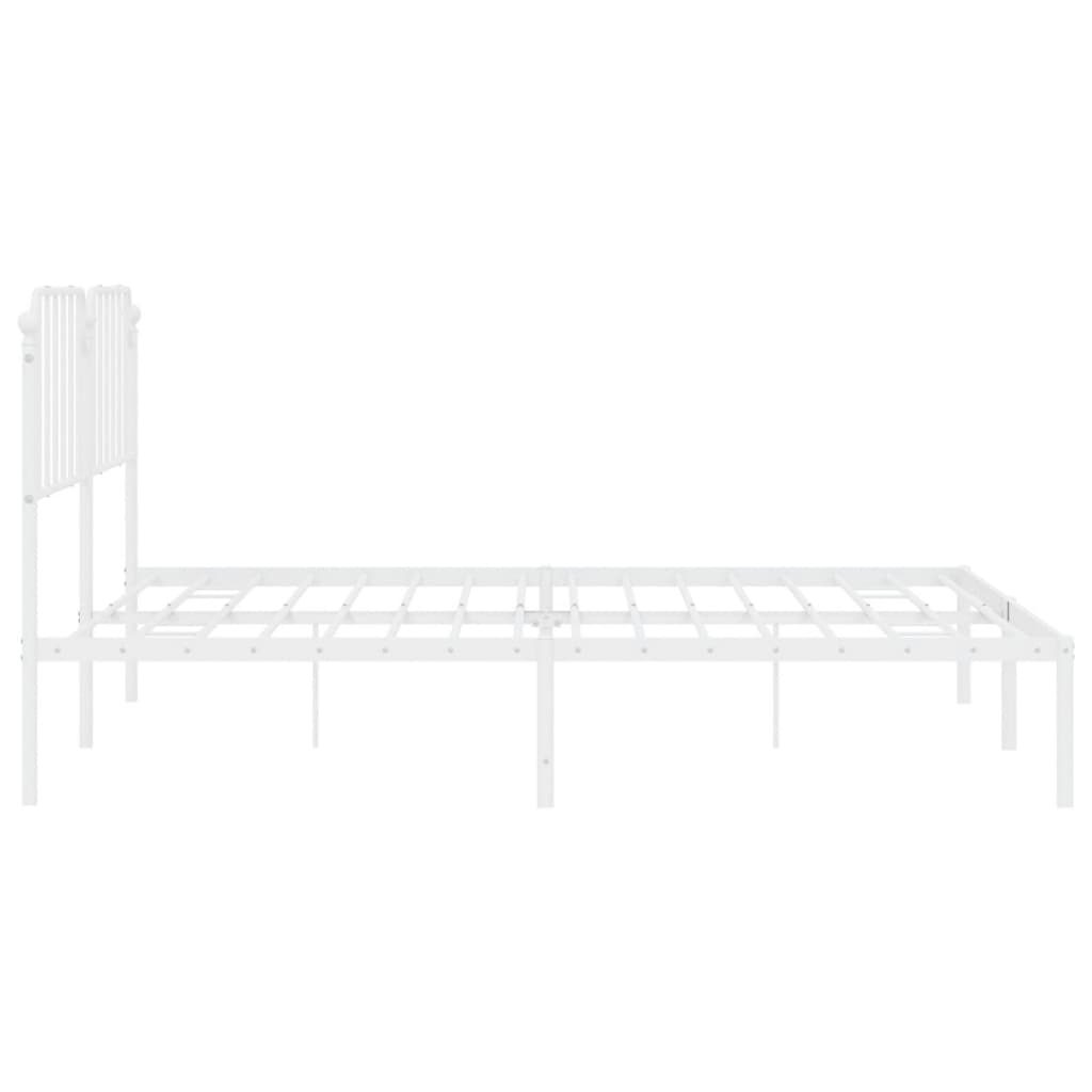 Bedframe met hoofdbord metaal wit 200x200 cm is nu te koop bij PeponiXL, paradijselijk wonen!