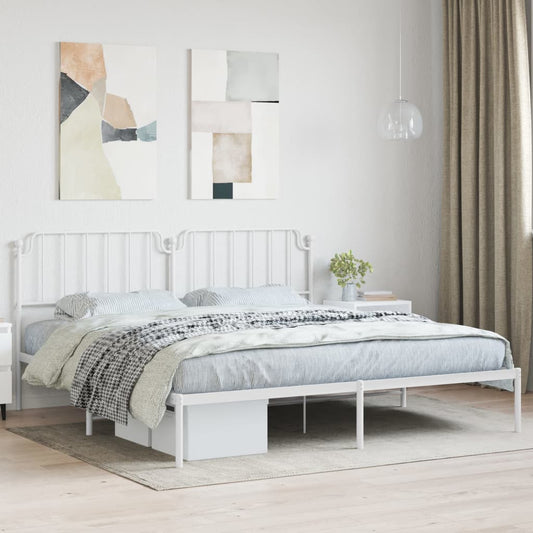 Bedframe met hoofdbord metaal wit 200x200 cm is nu te koop bij PeponiXL, paradijselijk wonen!