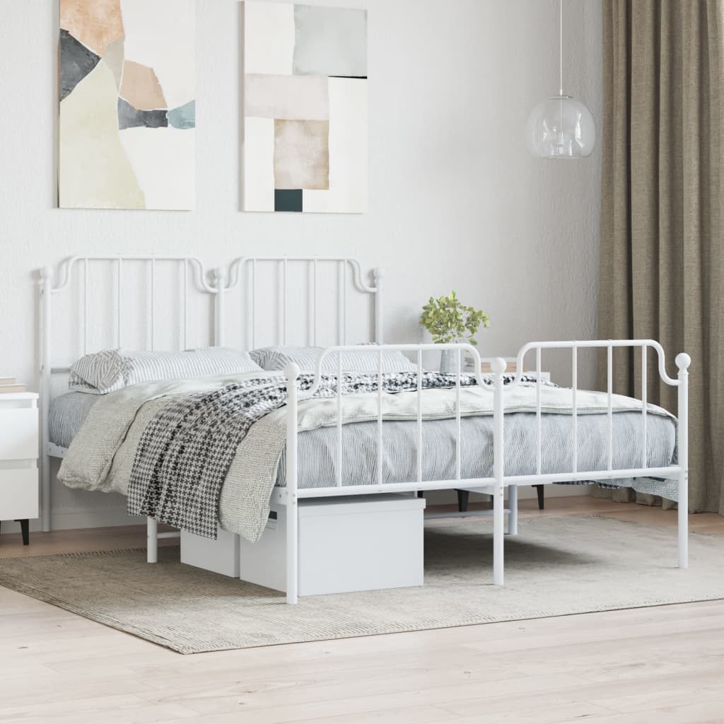 Bedframe met hoofd- en voeteneinde metaal wit 140x200 cm is nu te koop bij PeponiXL, paradijselijk wonen!