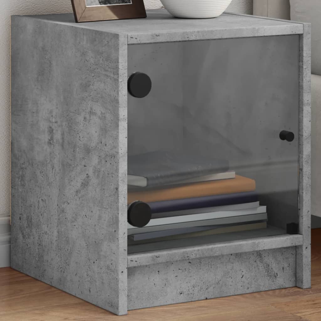 Nachtkastjes met glazen deuren 2 st 35x37x42 cm betongrijs is nu te koop bij PeponiXL, paradijselijk wonen!