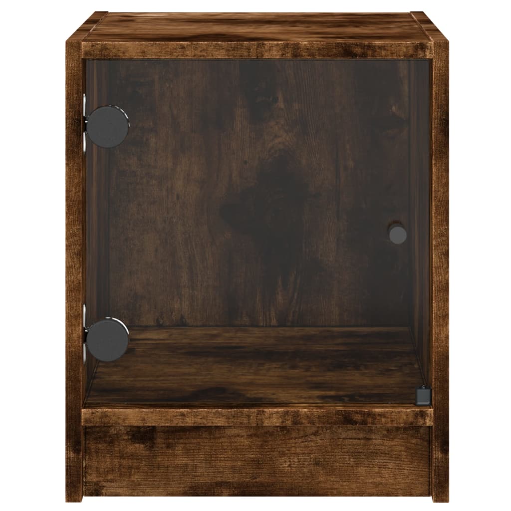 Nachtkastjes met glazen deuren 2 st 35x37x42 cm gerookt eiken is nu te koop bij PeponiXL, paradijselijk wonen!