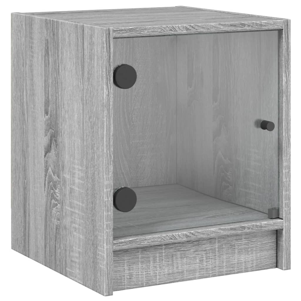 Nachtkastjes met glazen deuren 2 st 35x37x42 cm grijs sonoma is nu te koop bij PeponiXL, paradijselijk wonen!