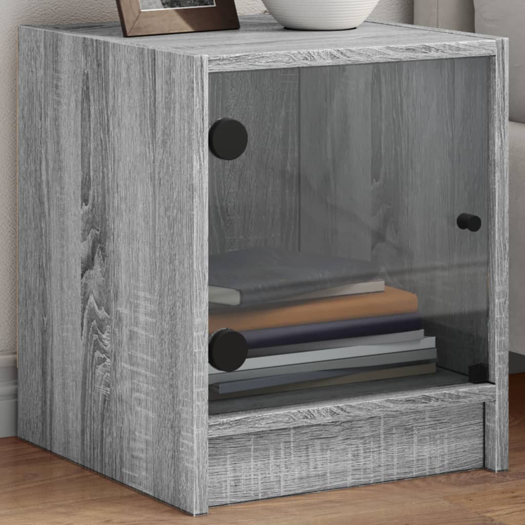 Nachtkastjes met glazen deuren 2 st 35x37x42 cm grijs sonoma is nu te koop bij PeponiXL, paradijselijk wonen!