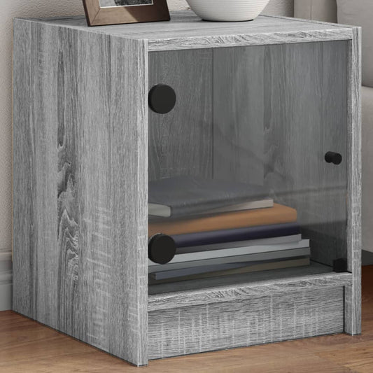 Nachtkastjes met glazen deuren 2 st 35x37x42 cm grijs sonoma is nu te koop bij PeponiXL, paradijselijk wonen!