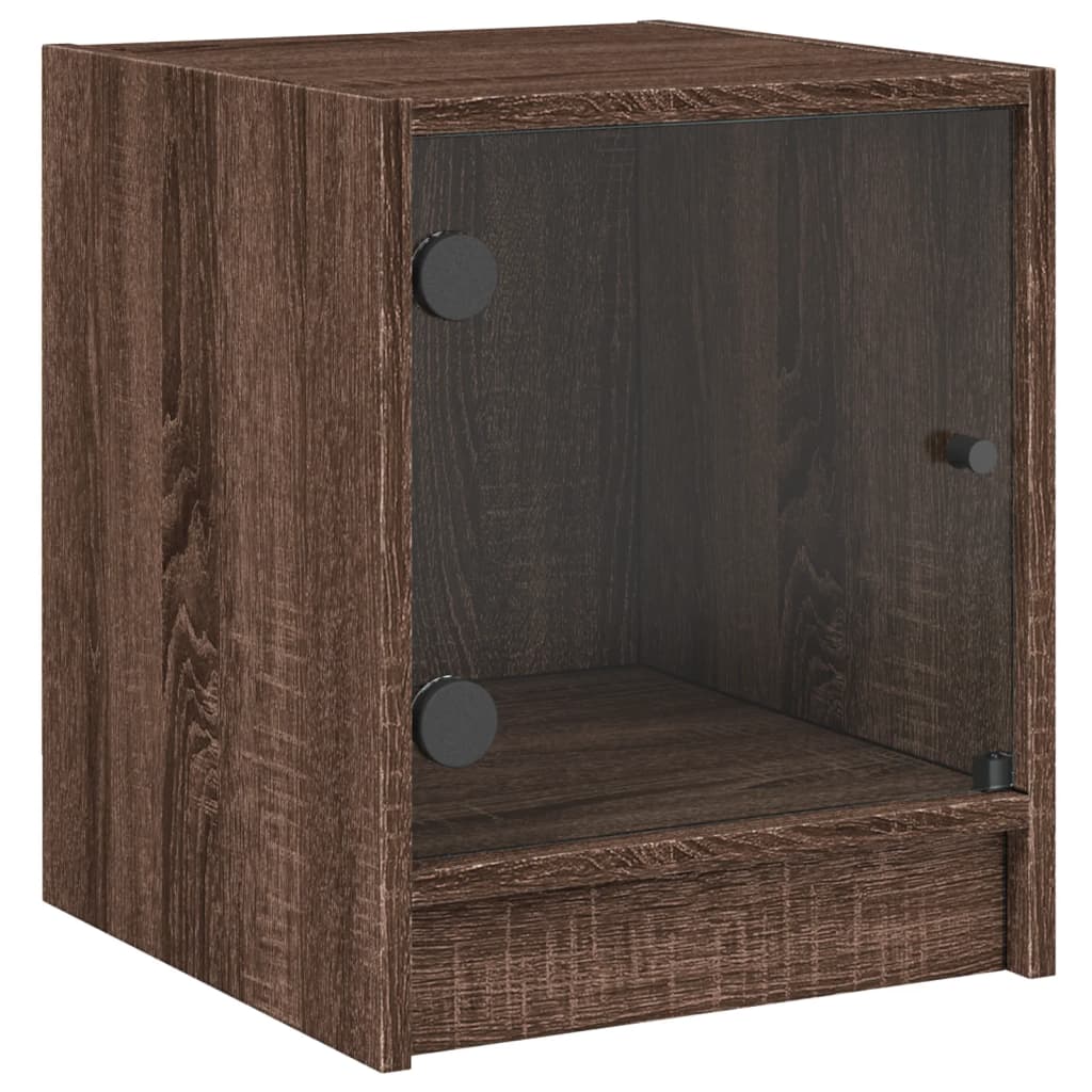 Nachtkastjes met glazen deuren 2 st 35x37x42 cm bruineikenkleur is nu te koop bij PeponiXL, paradijselijk wonen!