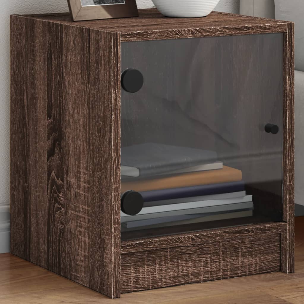 Nachtkastjes met glazen deuren 2 st 35x37x42 cm bruineikenkleur is nu te koop bij PeponiXL, paradijselijk wonen!