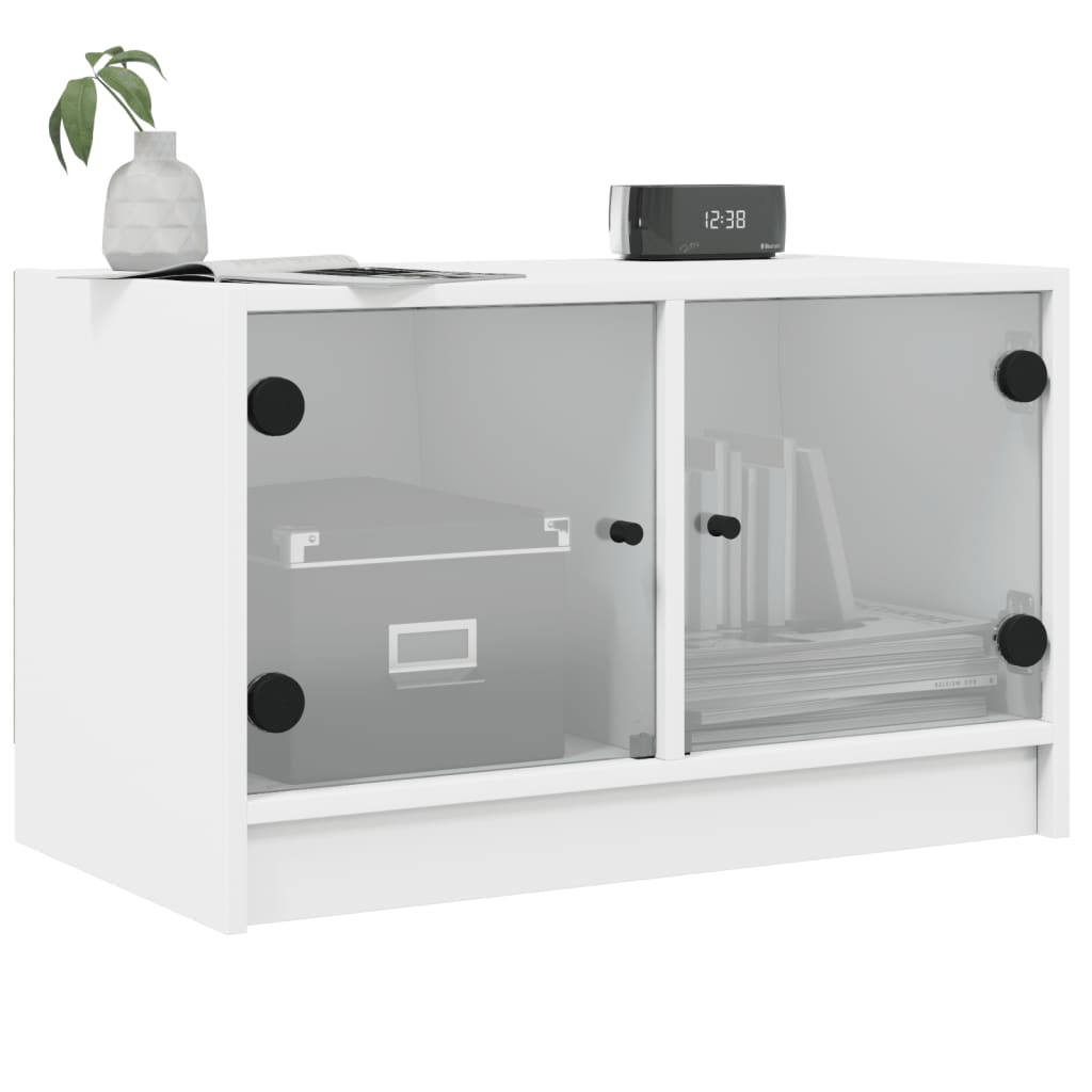 Tv-meubel met glazen deuren 68x37x42 cm wit is nu te koop bij PeponiXL, paradijselijk wonen!