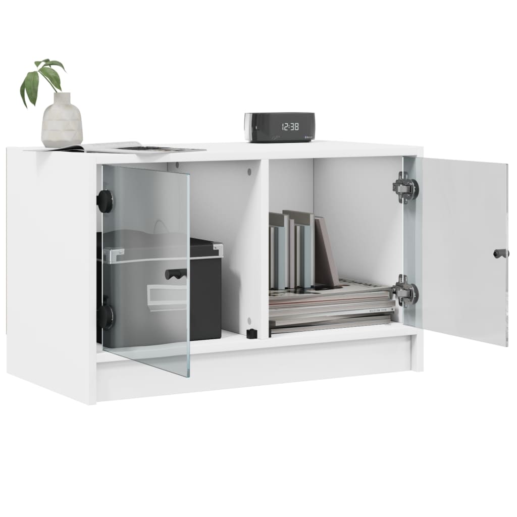 Tv-meubel met glazen deuren 68x37x42 cm wit is nu te koop bij PeponiXL, paradijselijk wonen!