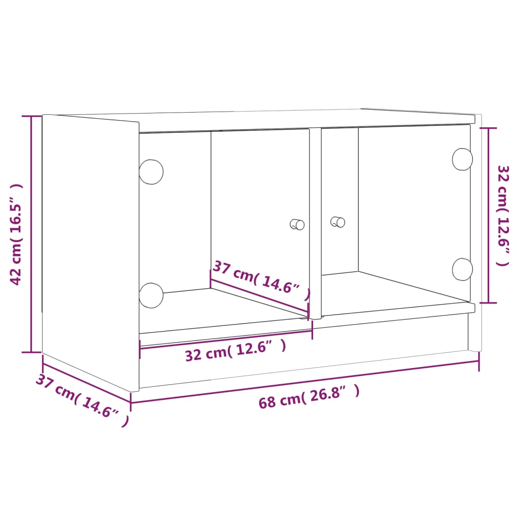 Tv-meubel met glazen deuren 68x37x42 cm wit is nu te koop bij PeponiXL, paradijselijk wonen!