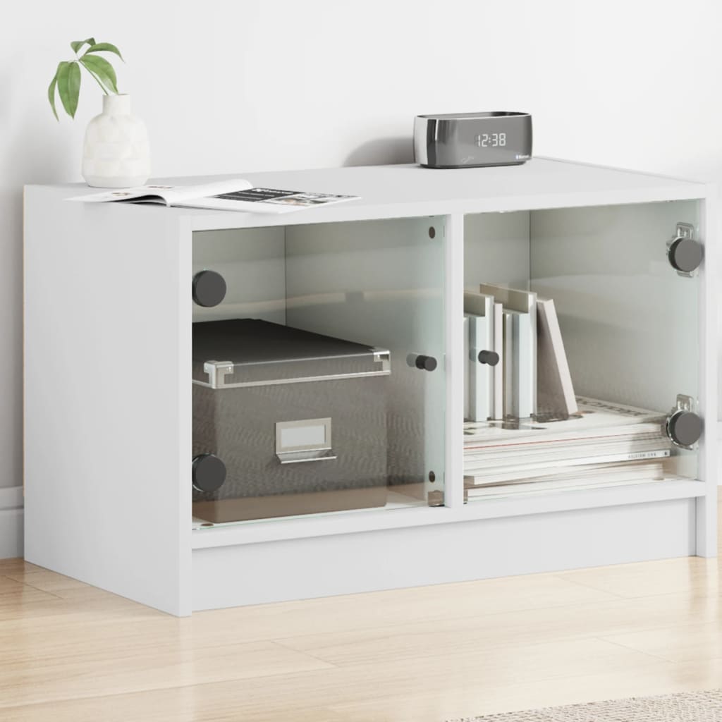 Tv-meubel met glazen deuren 68x37x42 cm wit is nu te koop bij PeponiXL, paradijselijk wonen!