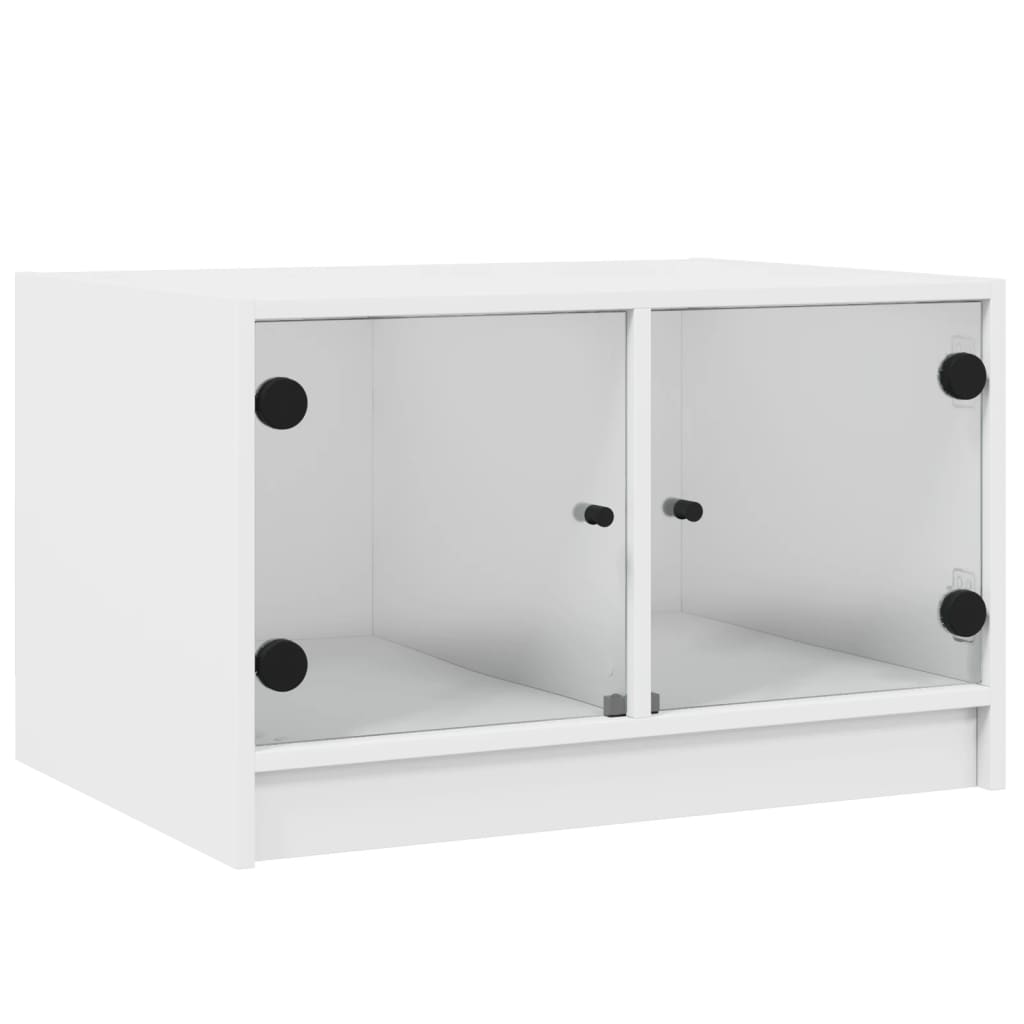 Salontafel met glazen deuren 68x50x42 cm wit is nu te koop bij PeponiXL, paradijselijk wonen!