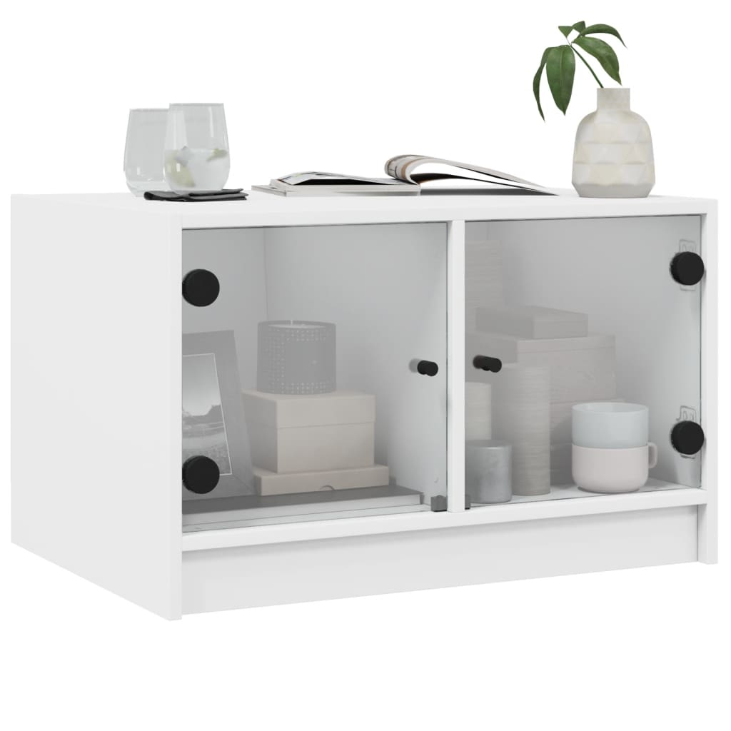 Salontafel met glazen deuren 68x50x42 cm wit is nu te koop bij PeponiXL, paradijselijk wonen!