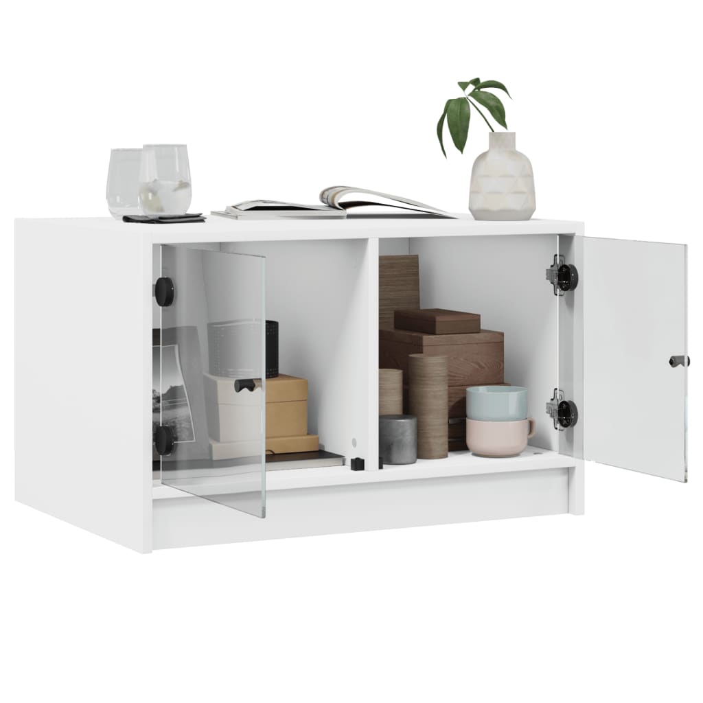 Salontafel met glazen deuren 68x50x42 cm wit is nu te koop bij PeponiXL, paradijselijk wonen!
