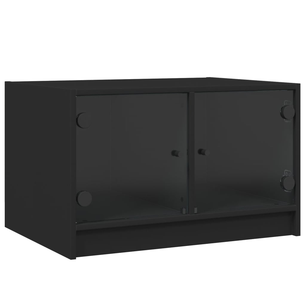 Salontafel met glazen deuren 68x50x42 cm zwart is nu te koop bij PeponiXL, paradijselijk wonen!