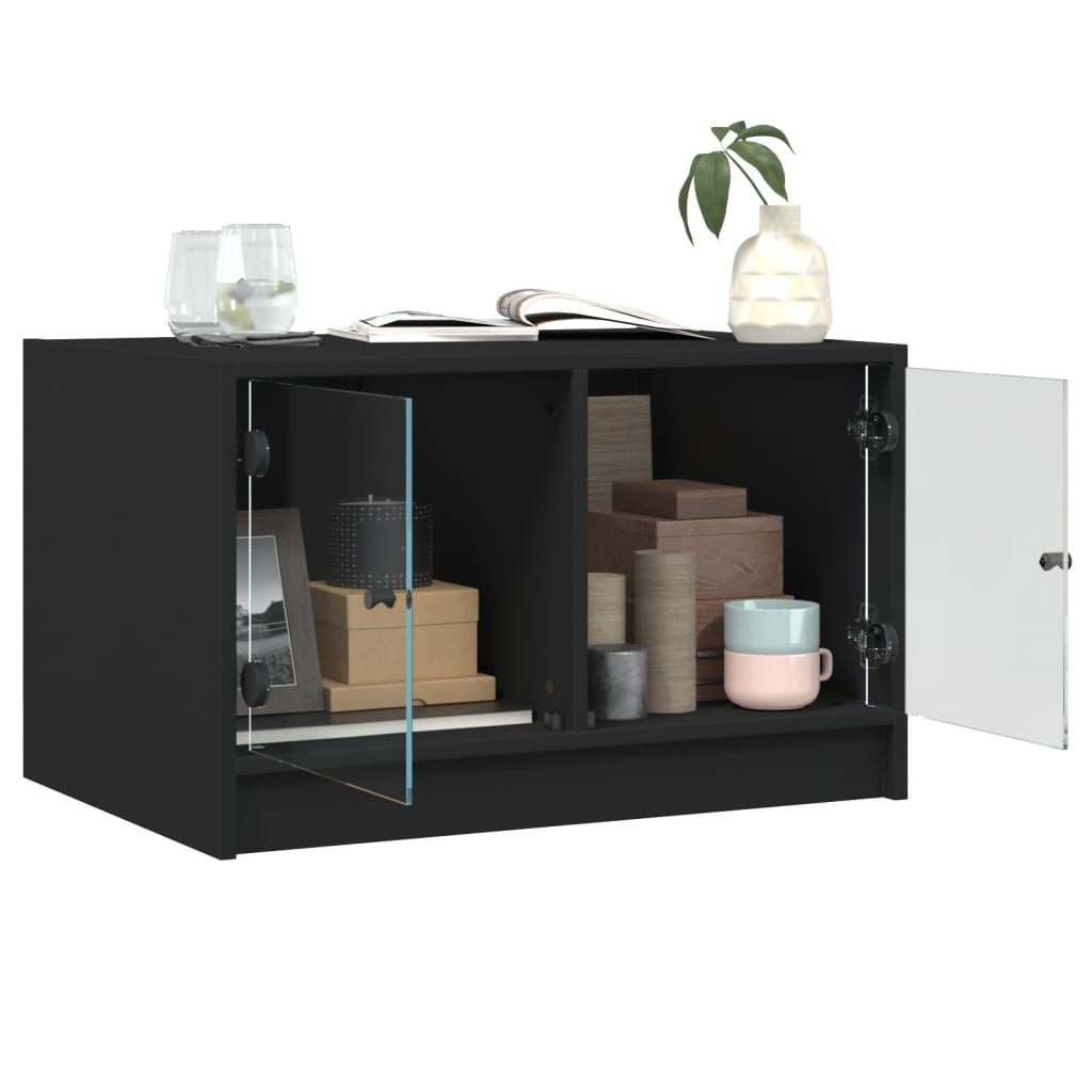 Salontafel met glazen deuren 68x50x42 cm zwart is nu te koop bij PeponiXL, paradijselijk wonen!