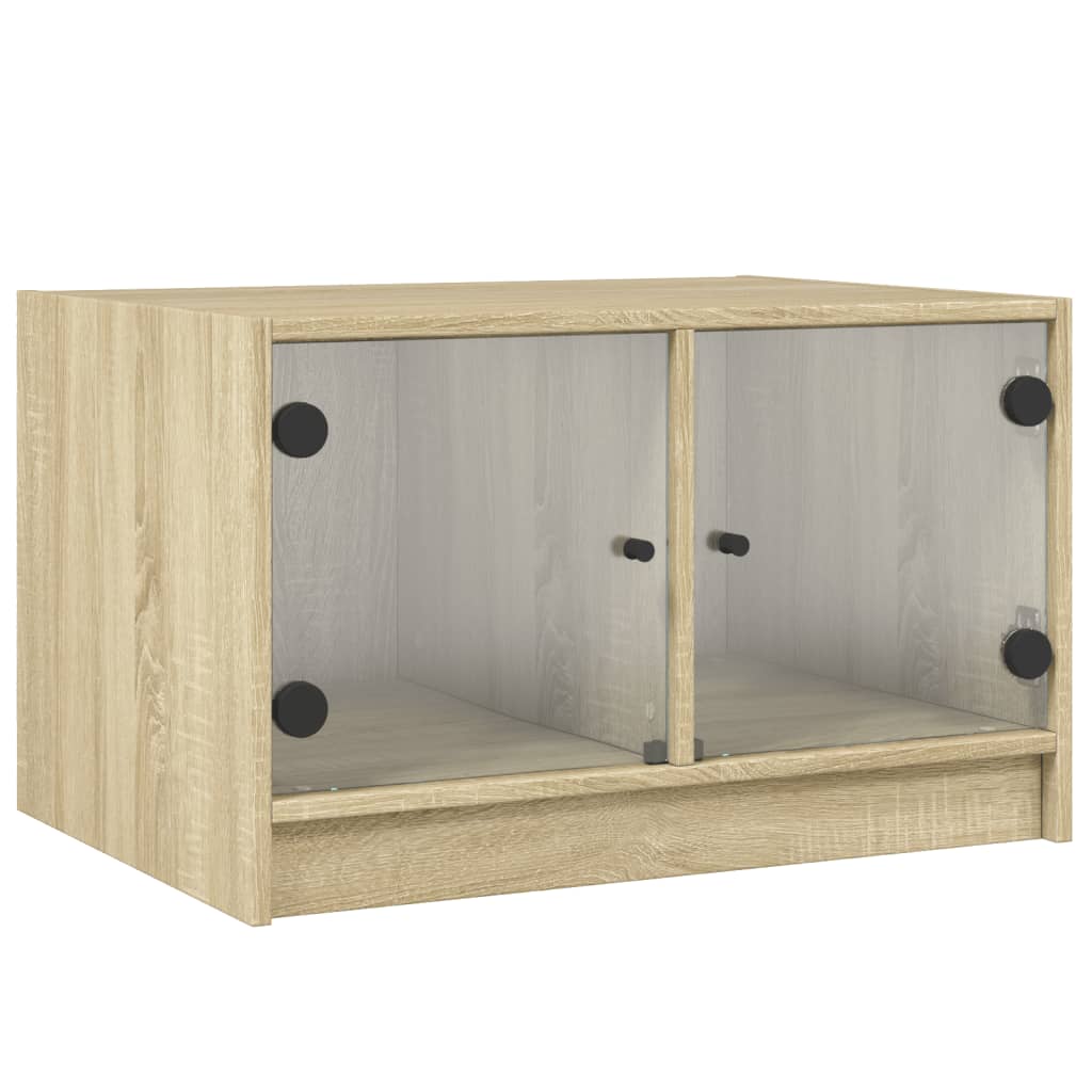 Salontafel met glazen deuren 68x50x42 cm sonoma eikenkleurig is nu te koop bij PeponiXL, paradijselijk wonen!
