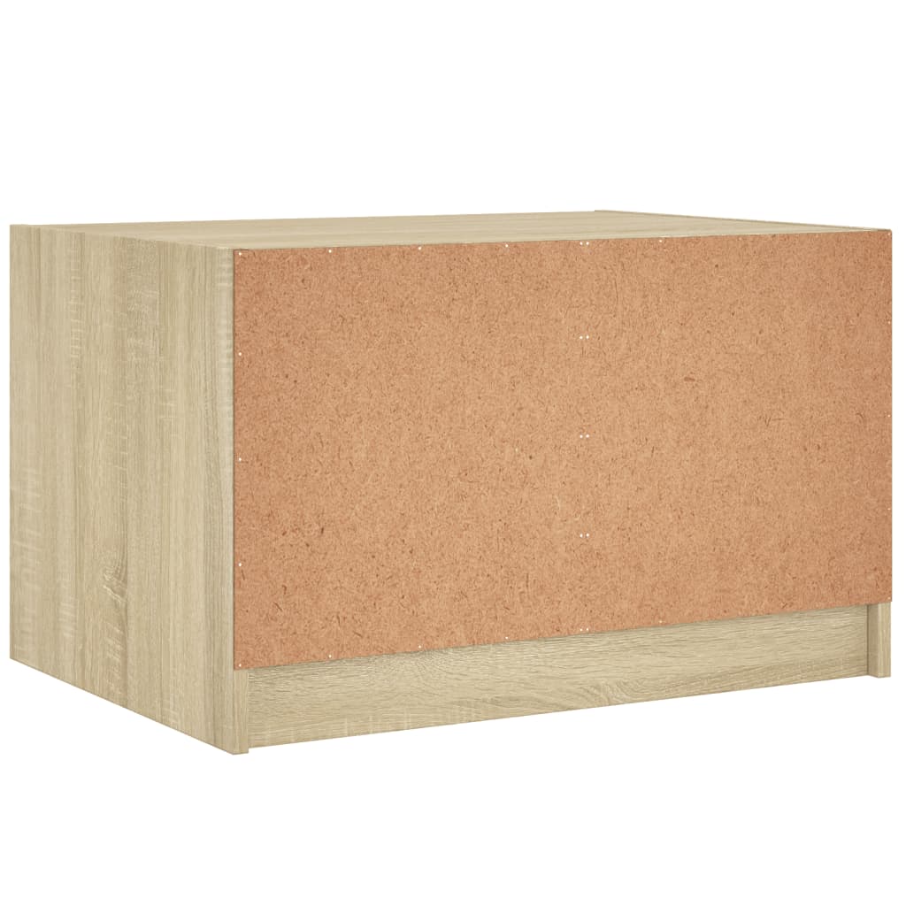 Salontafel met glazen deuren 68x50x42 cm sonoma eikenkleurig is nu te koop bij PeponiXL, paradijselijk wonen!