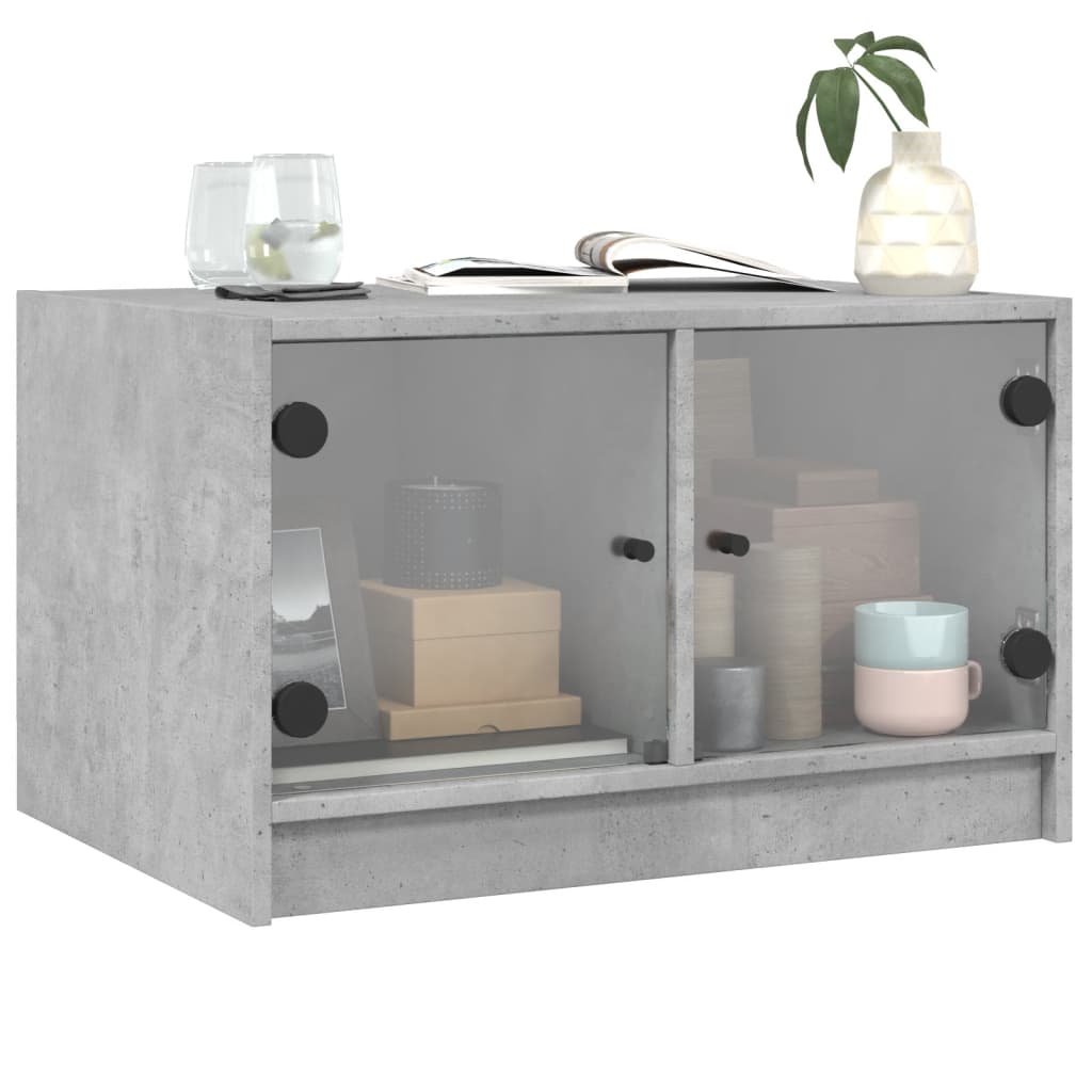 Salontafel met glazen deuren 68x50x42 cm betongrijs is nu te koop bij PeponiXL, paradijselijk wonen!