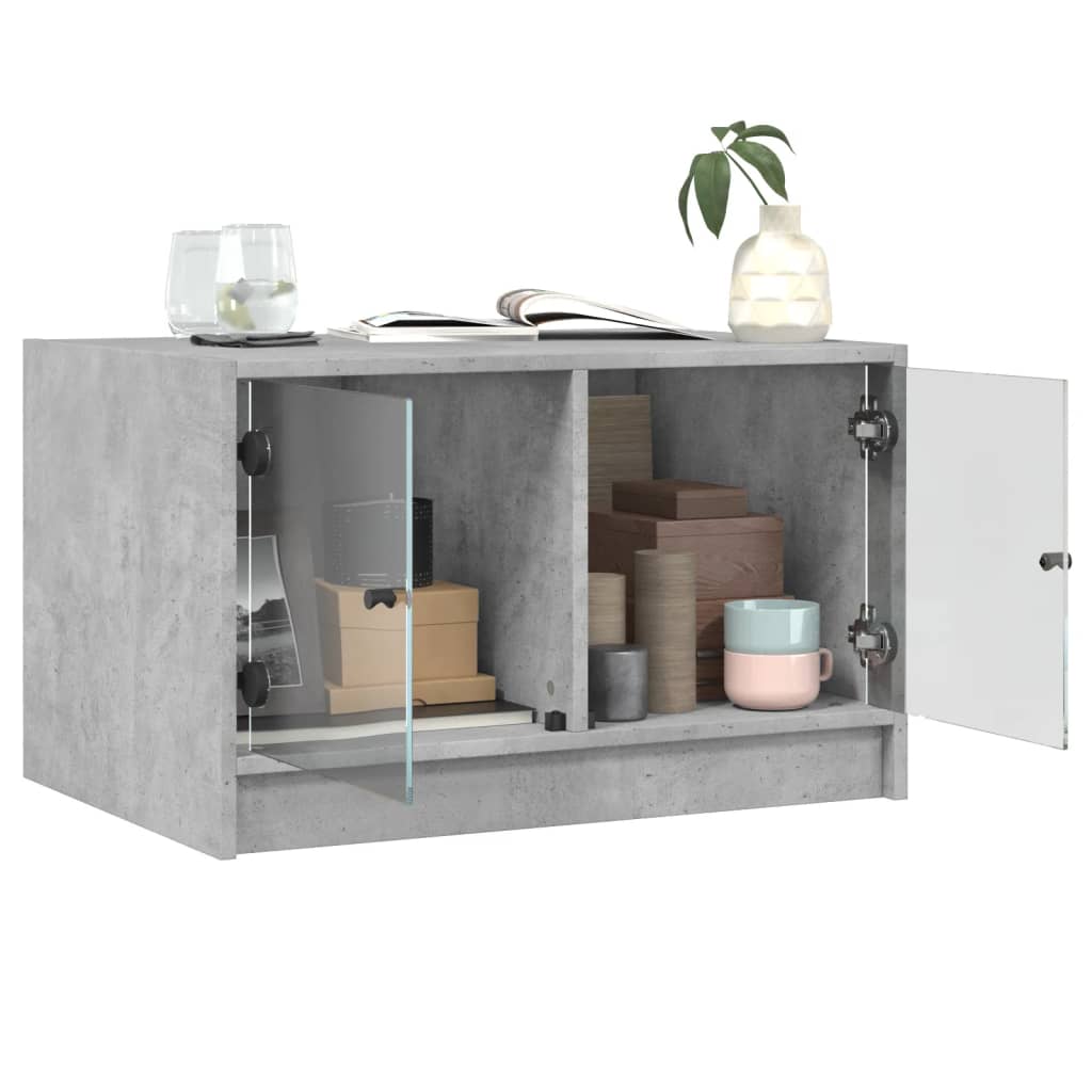 Salontafel met glazen deuren 68x50x42 cm betongrijs is nu te koop bij PeponiXL, paradijselijk wonen!