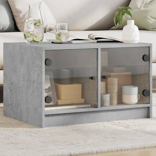 Salontafel met glazen deuren 68x50x42 cm betongrijs is nu te koop bij PeponiXL, paradijselijk wonen!