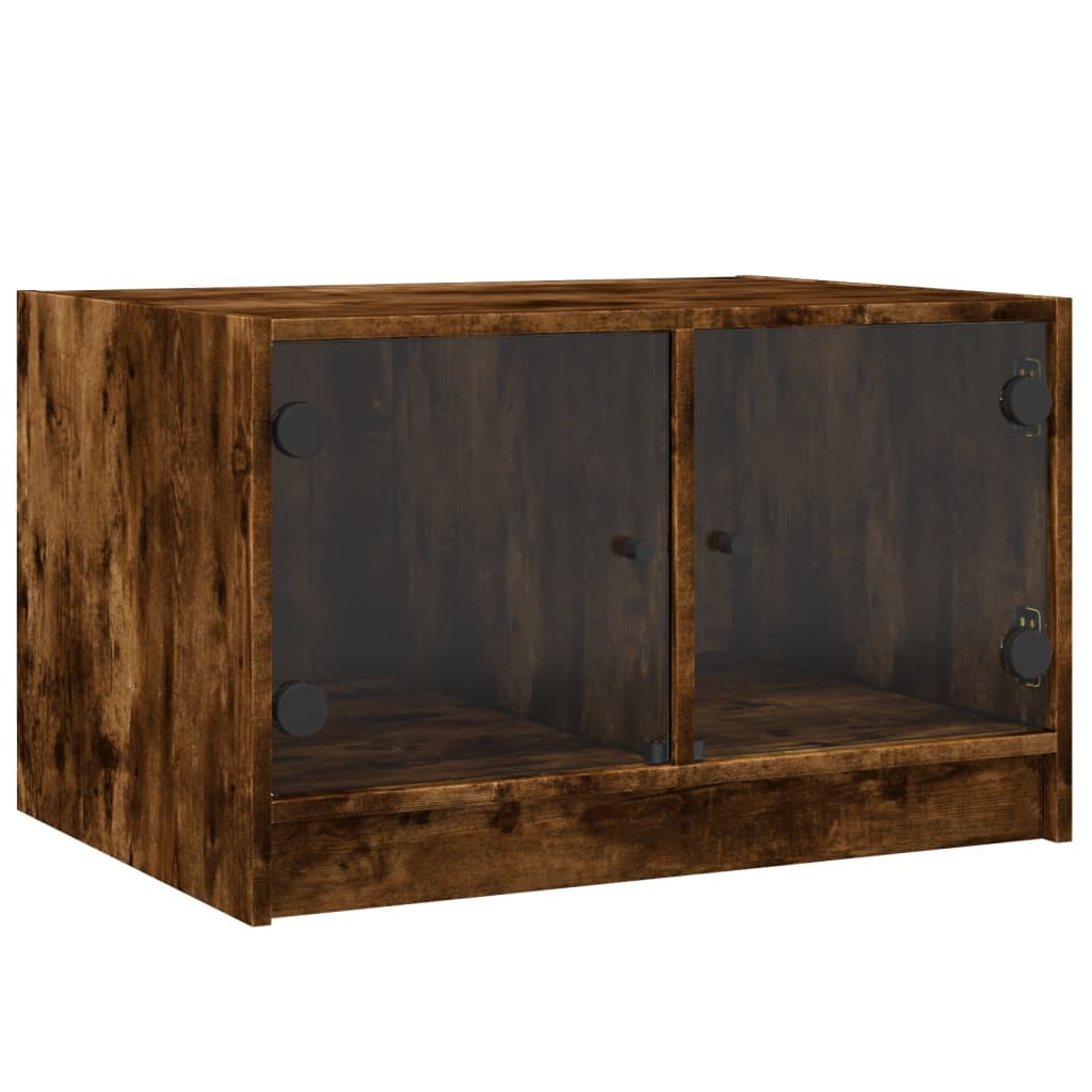 Salontafel met glazen deuren 68x50x42 cm gerookt eikenkleurig is nu te koop bij PeponiXL, paradijselijk wonen!