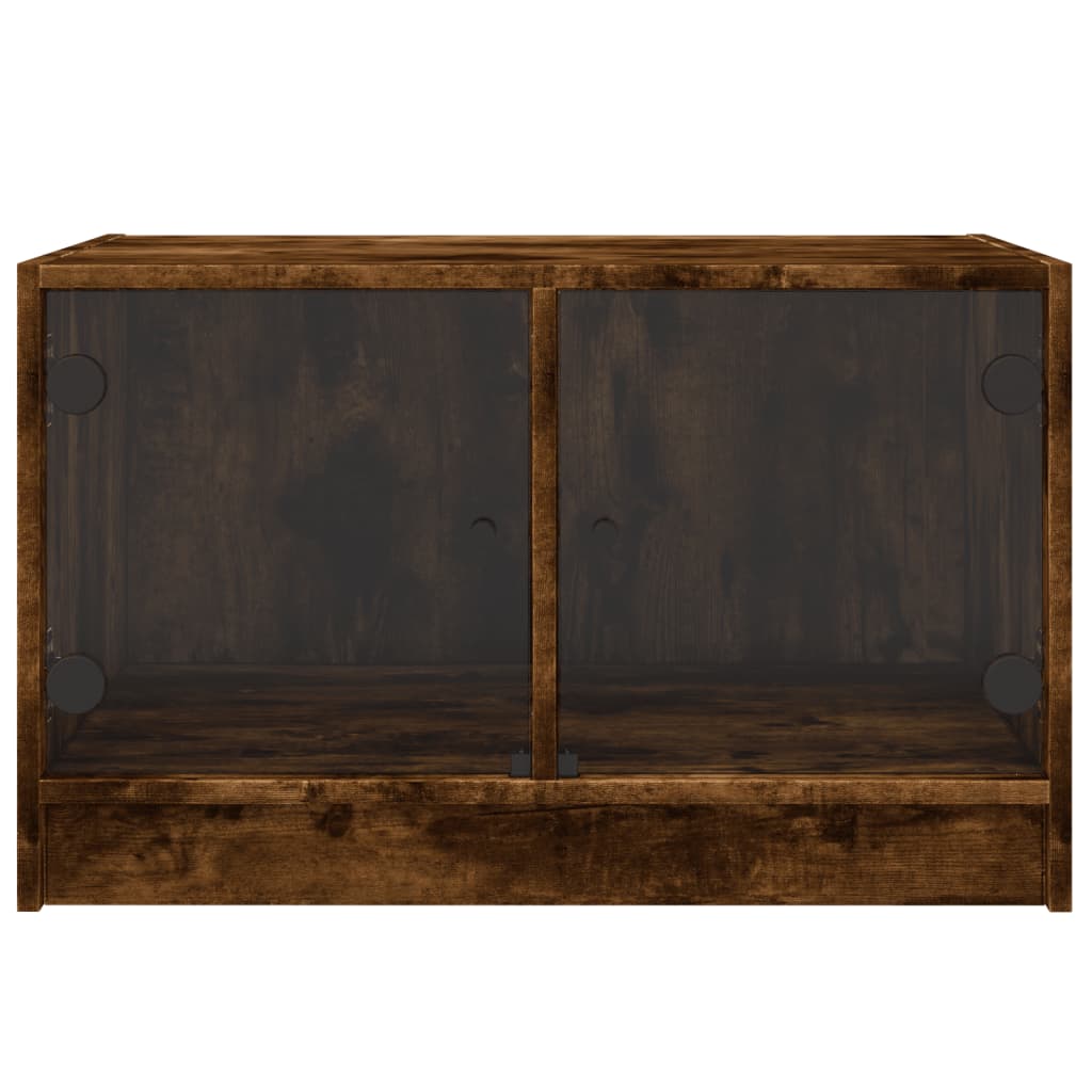 Salontafel met glazen deuren 68x50x42 cm gerookt eikenkleurig is nu te koop bij PeponiXL, paradijselijk wonen!