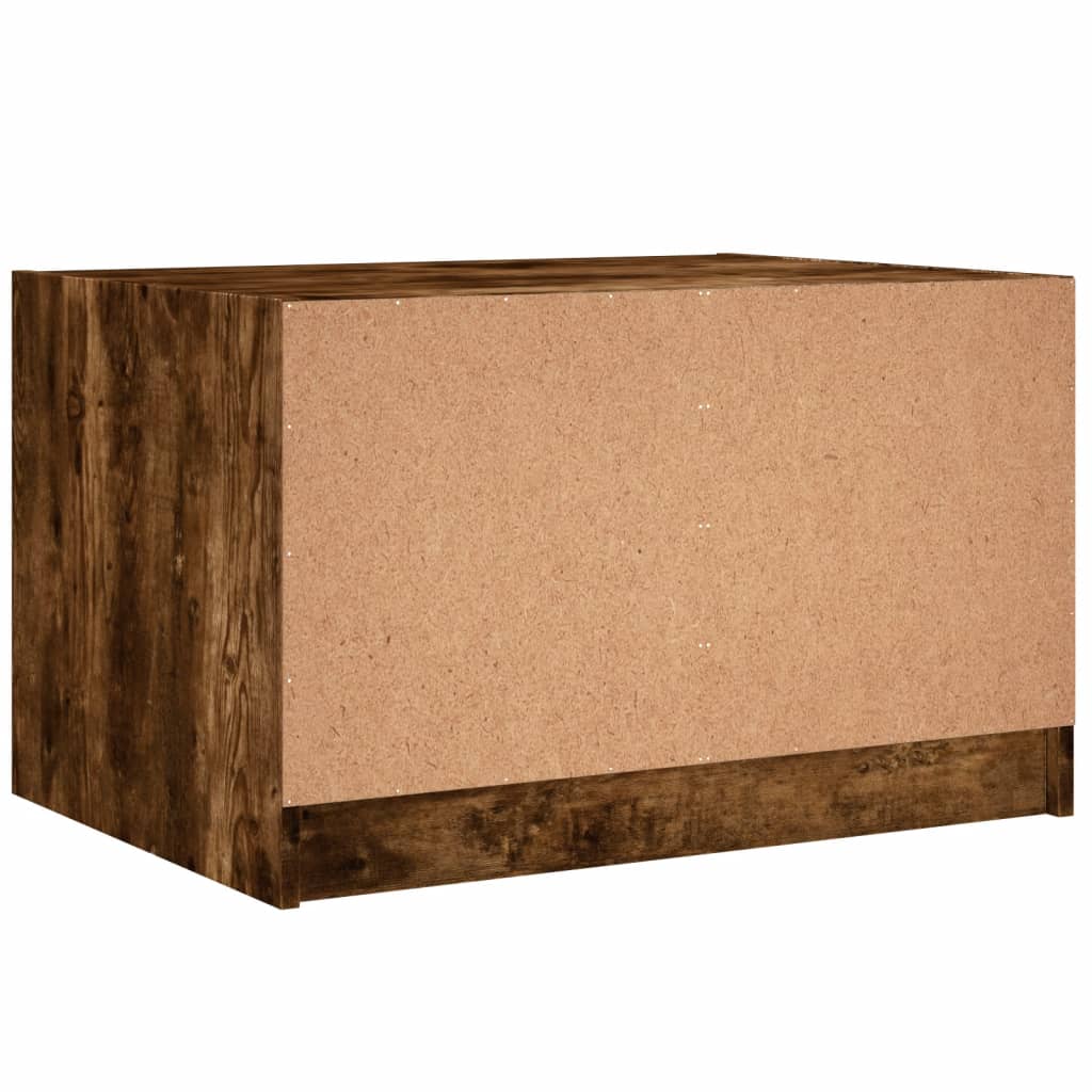 Salontafel met glazen deuren 68x50x42 cm gerookt eikenkleurig is nu te koop bij PeponiXL, paradijselijk wonen!