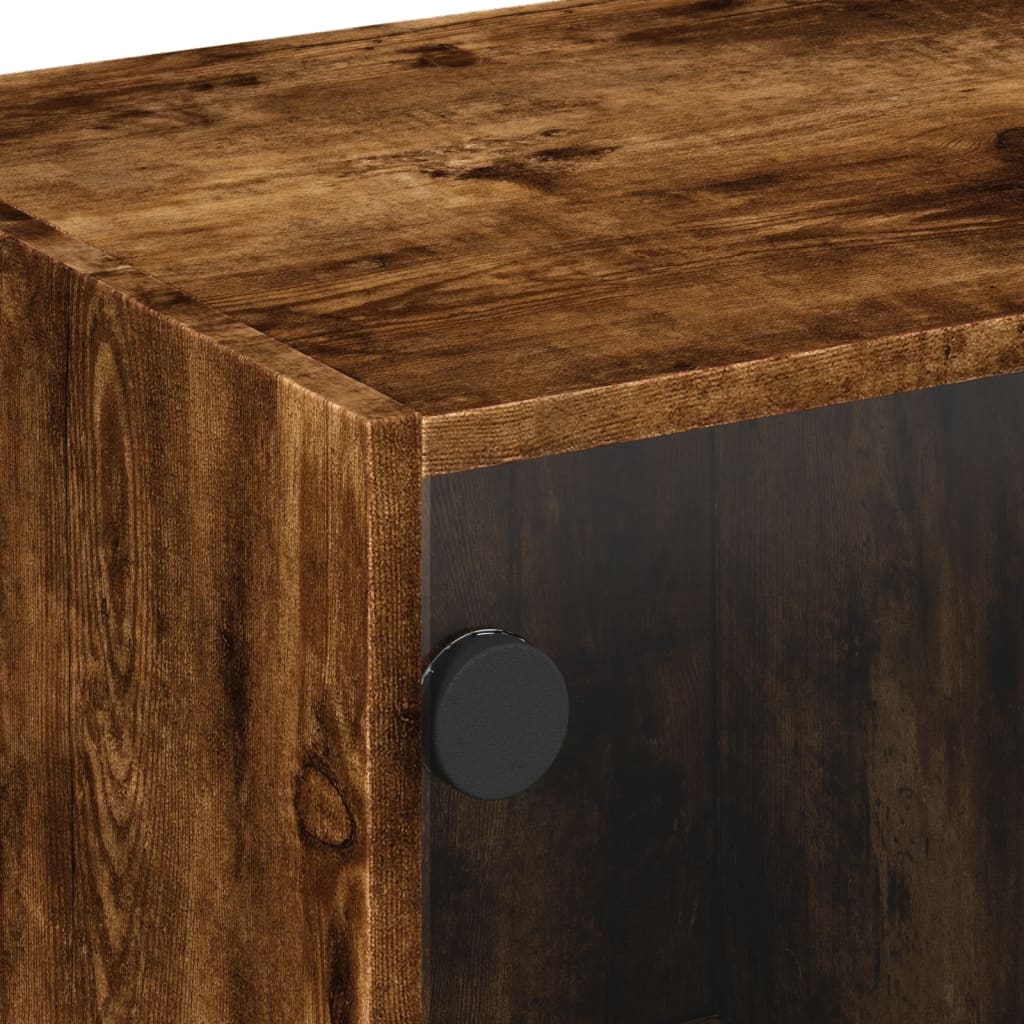 Salontafel met glazen deuren 68x50x42 cm gerookt eikenkleurig is nu te koop bij PeponiXL, paradijselijk wonen!