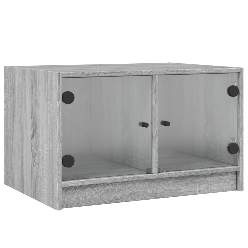 Salontafel met glazen deuren 68x50x42 cm grijs sonoma eiken is nu te koop bij PeponiXL, paradijselijk wonen!
