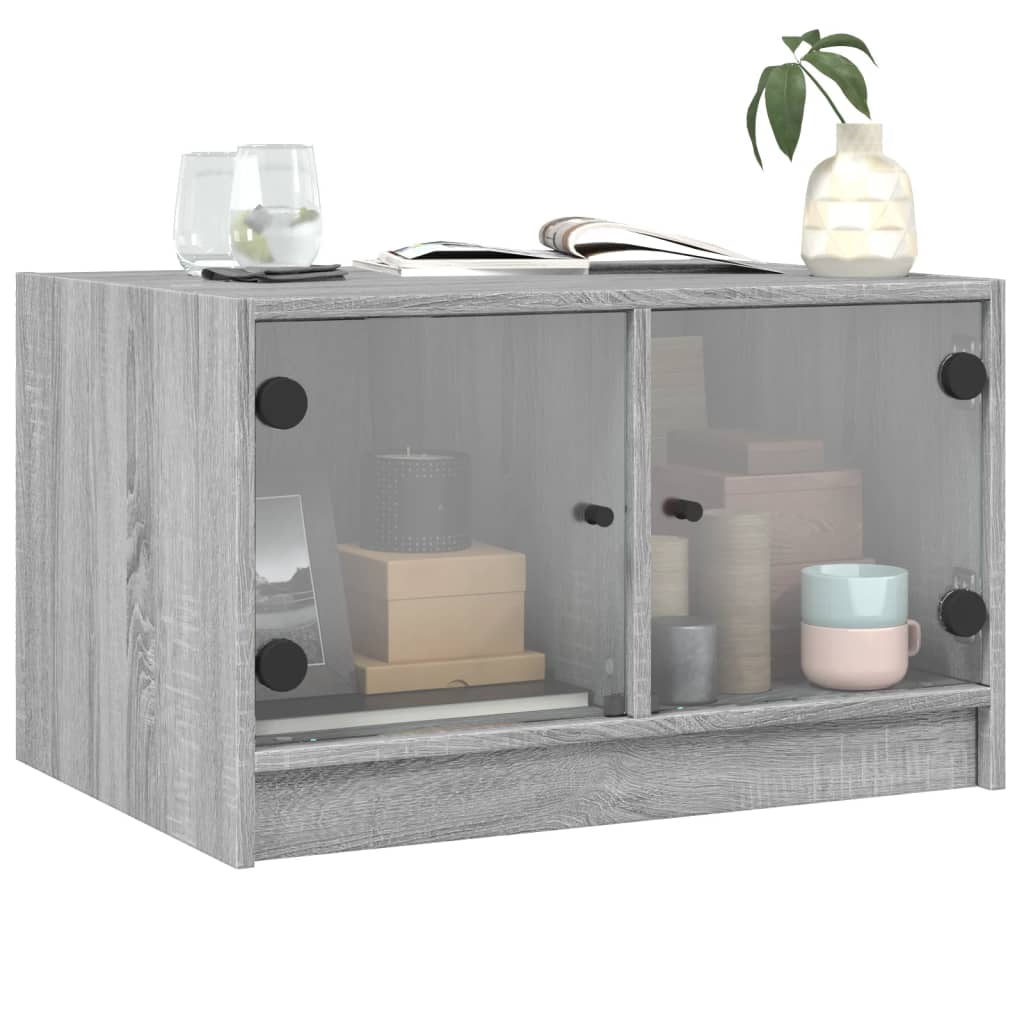 Salontafel met glazen deuren 68x50x42 cm grijs sonoma eiken is nu te koop bij PeponiXL, paradijselijk wonen!