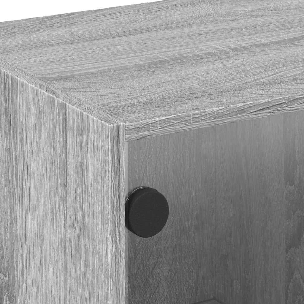 Salontafel met glazen deuren 68x50x42 cm grijs sonoma eiken is nu te koop bij PeponiXL, paradijselijk wonen!