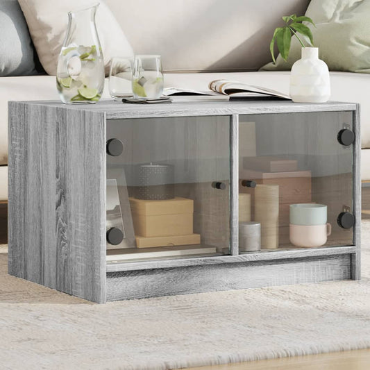Salontafel met glazen deuren 68x50x42 cm grijs sonoma eiken is nu te koop bij PeponiXL, paradijselijk wonen!