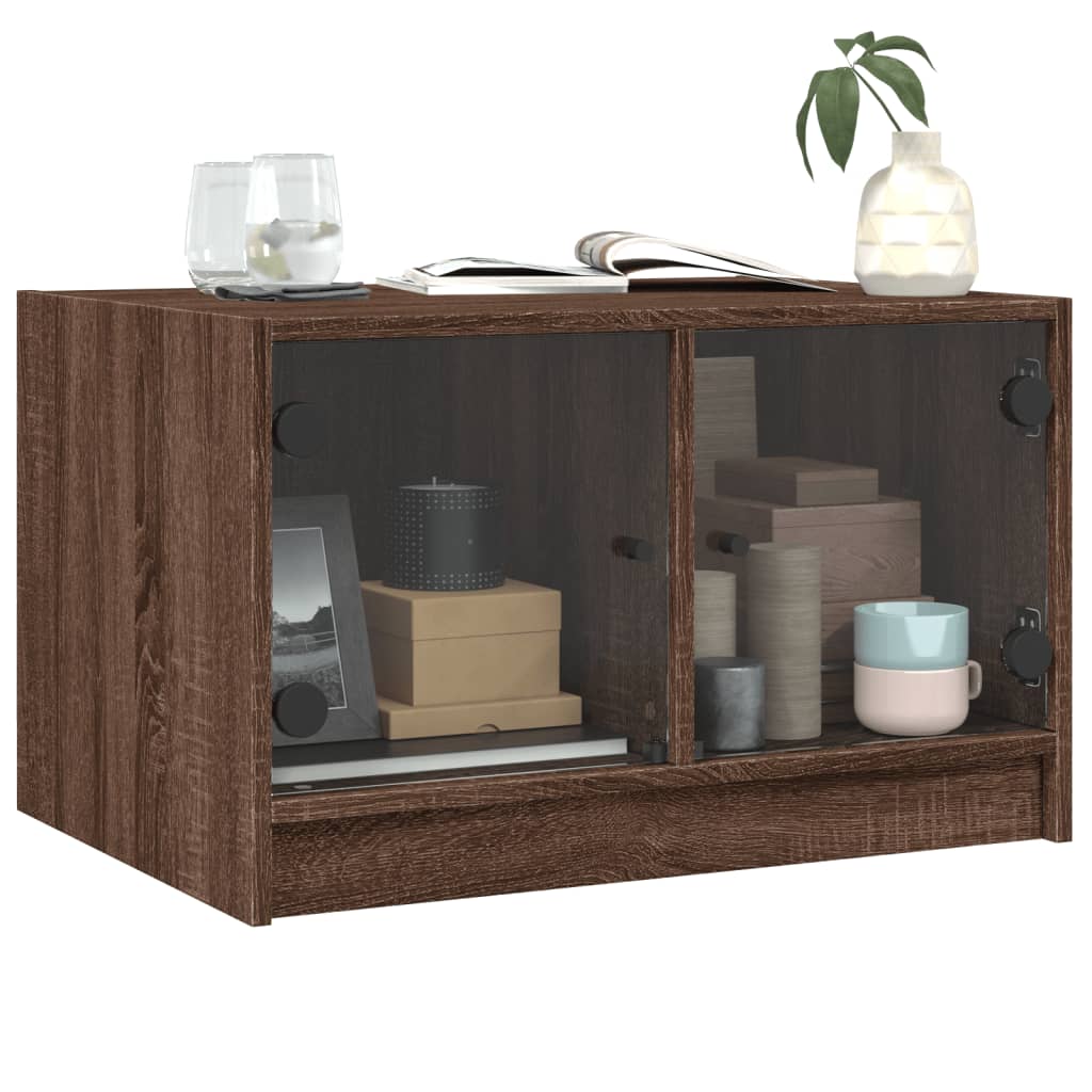 Salontafel met glazen deuren 68x50x42 cm bruin eikenkleur is nu te koop bij PeponiXL, paradijselijk wonen!