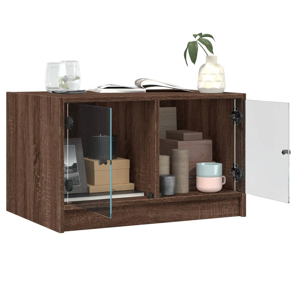 Salontafel met glazen deuren 68x50x42 cm bruin eikenkleur is nu te koop bij PeponiXL, paradijselijk wonen!