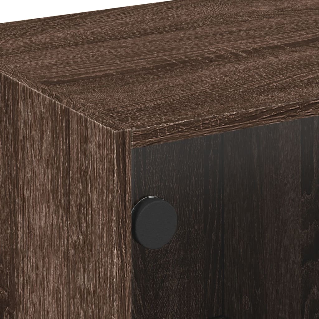 Salontafel met glazen deuren 68x50x42 cm bruin eikenkleur is nu te koop bij PeponiXL, paradijselijk wonen!