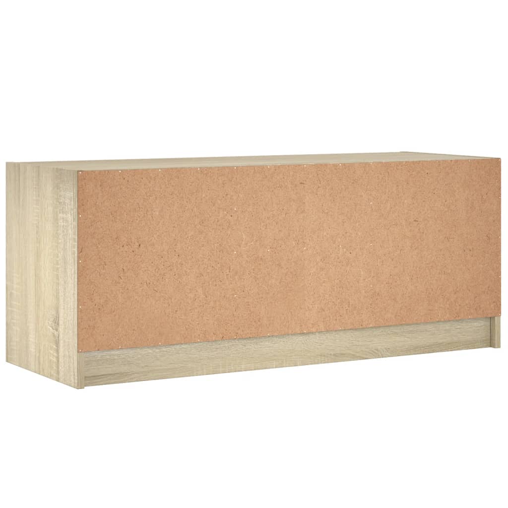 Tv-meubel met glazen deuren 102x37x42 cm sonoma eikenkleurig is nu te koop bij PeponiXL, paradijselijk wonen!
