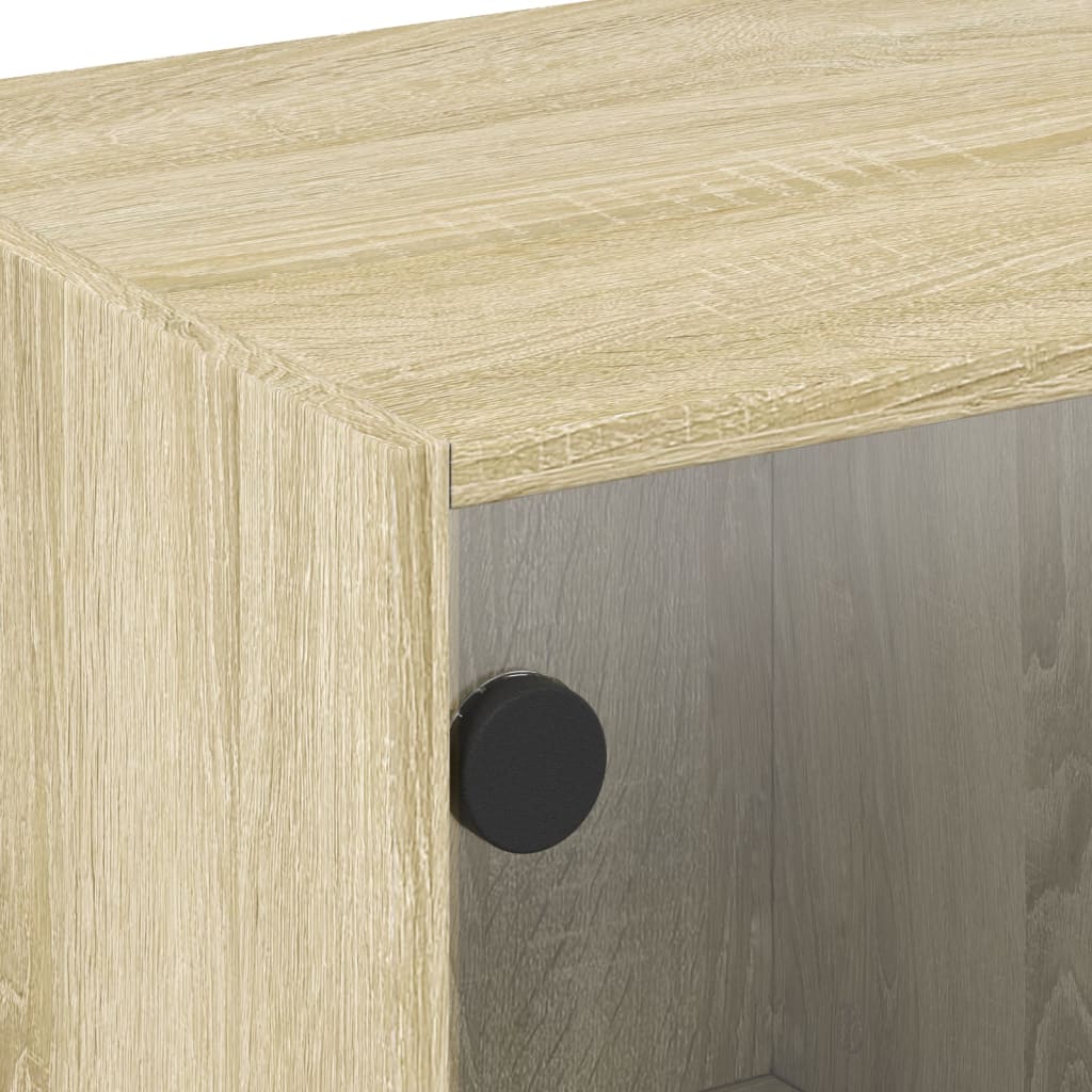 Tv-meubel met glazen deuren 102x37x42 cm sonoma eikenkleurig is nu te koop bij PeponiXL, paradijselijk wonen!