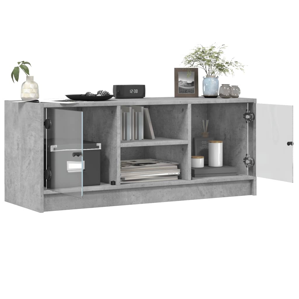 Tv-meubel met glazen deuren 102x37x42 cm betongrijs is nu te koop bij PeponiXL, paradijselijk wonen!