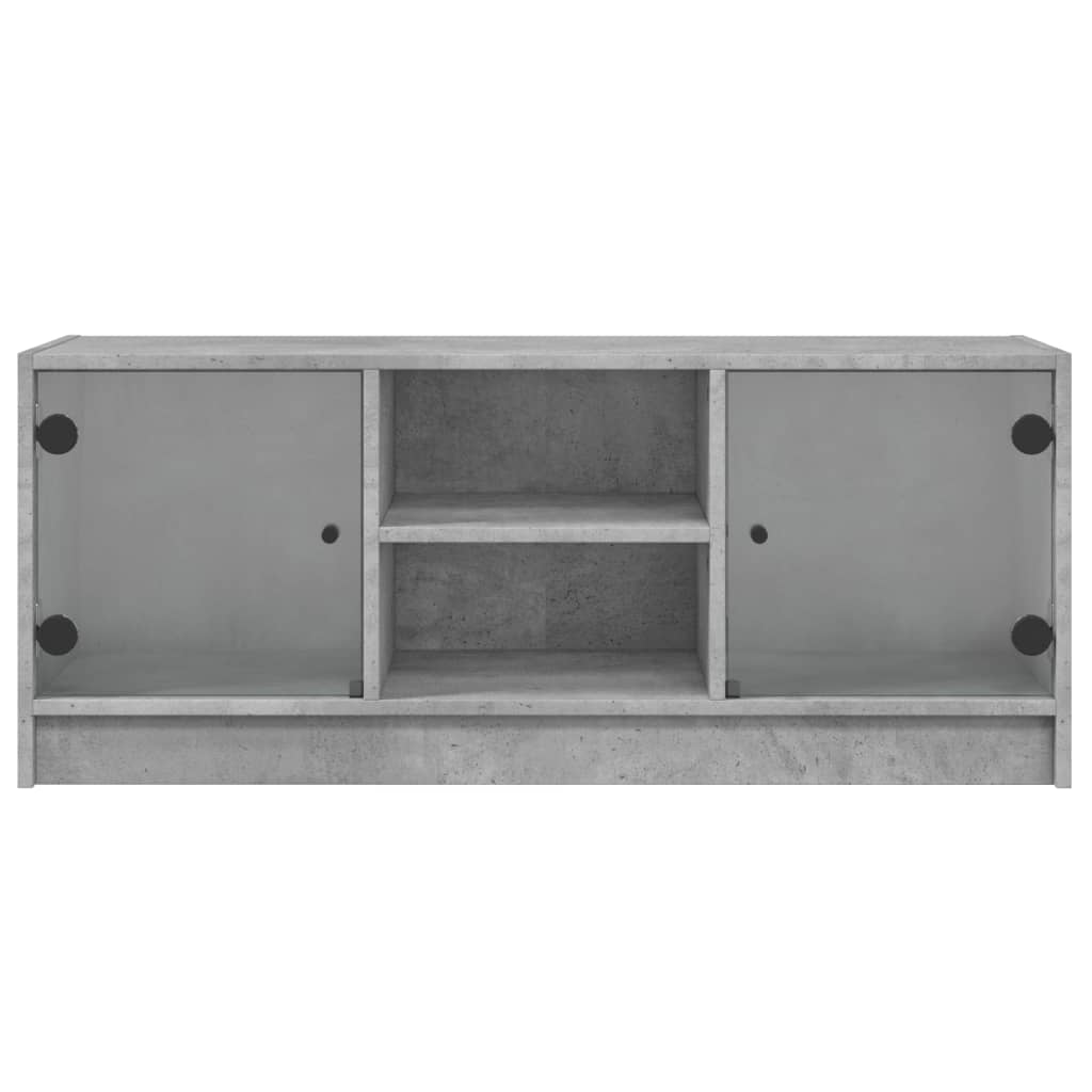 Tv-meubel met glazen deuren 102x37x42 cm betongrijs is nu te koop bij PeponiXL, paradijselijk wonen!