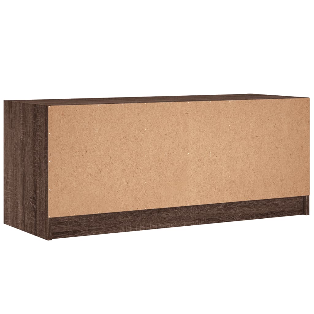 Tv-meubel met glazen deuren 102x37x42 cm bruin eikenkleur is nu te koop bij PeponiXL, paradijselijk wonen!