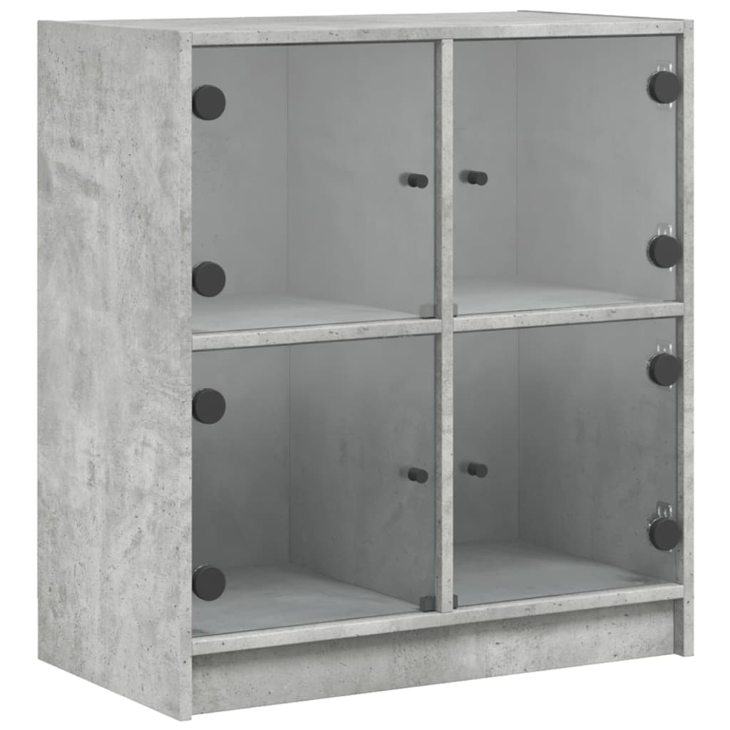 Bijzetkast met glazen deuren 68x37x75,5 cm betongrijs is nu te koop bij PeponiXL, paradijselijk wonen!
