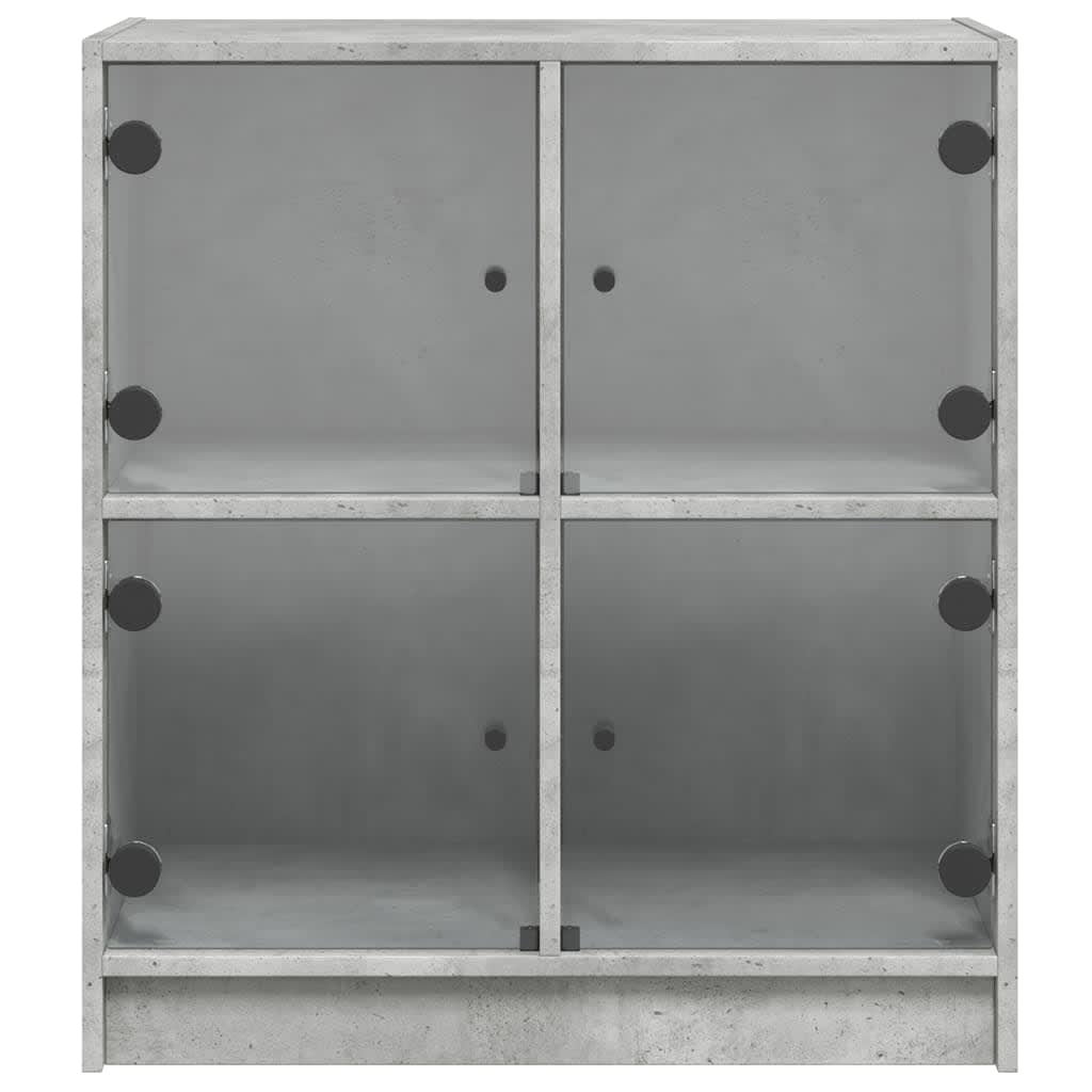 Bijzetkast met glazen deuren 68x37x75,5 cm betongrijs is nu te koop bij PeponiXL, paradijselijk wonen!